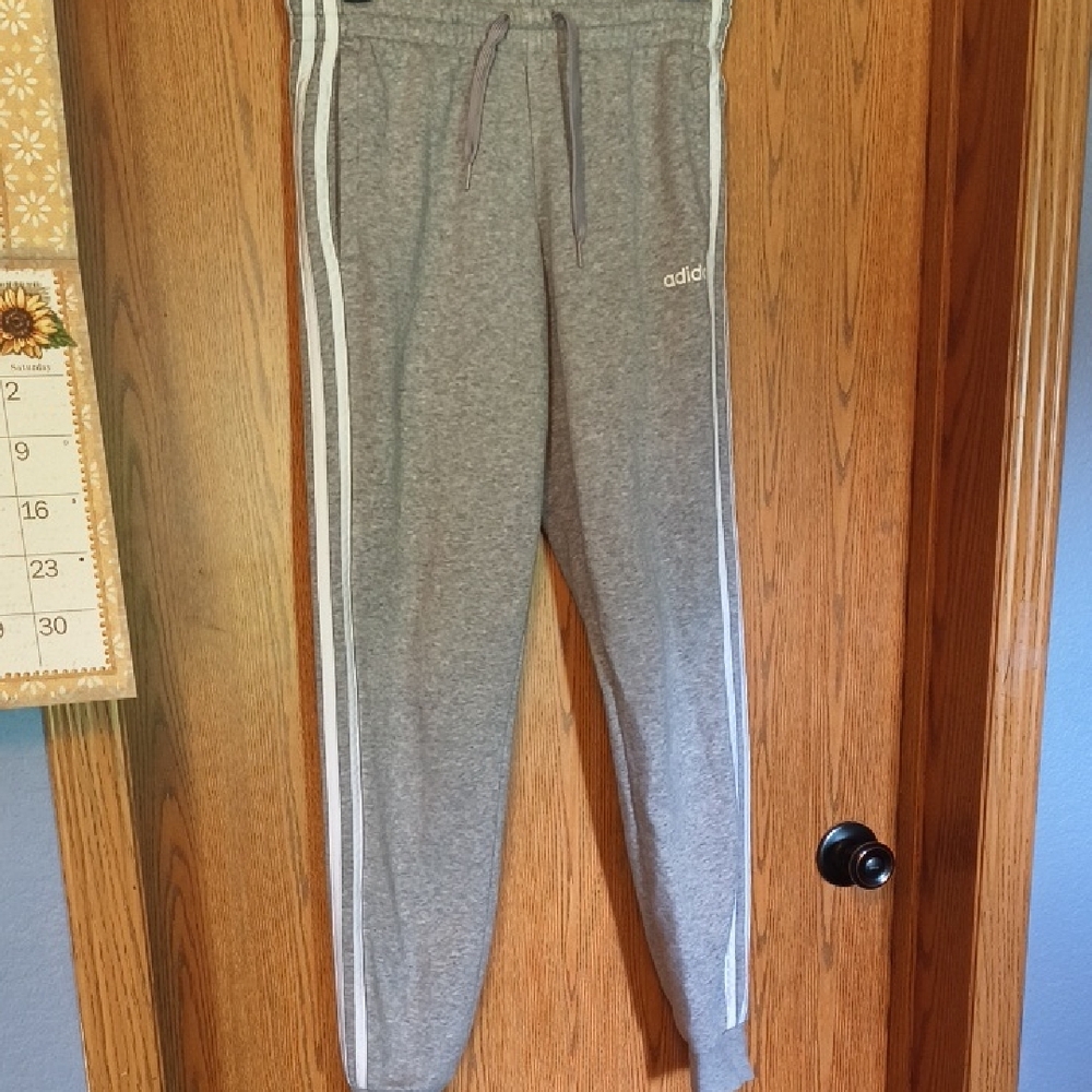 Adidas Women's Heather Gray Joggers with White Accents